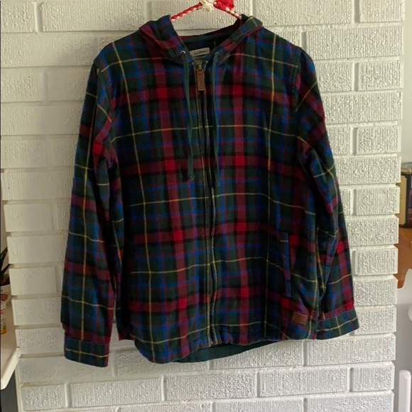 L.L. Bean Tops - LL Bean Scotch Plaid, Relaxed Fit, Zip Up Hoodie